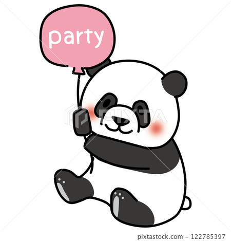 Panda holding a party balloon 122785397
