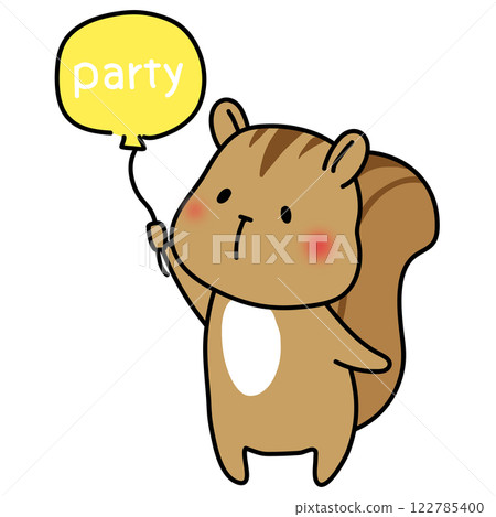 拿著派對氣球的松鼠 122785400