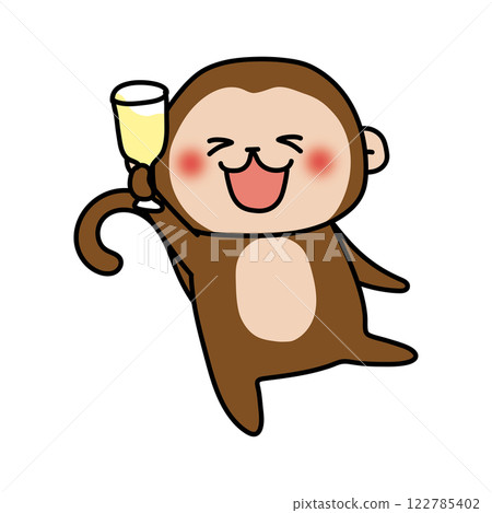 Monkey toasting at a party 122785402