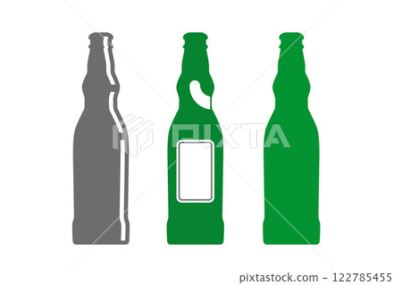 Beer glass bottles set isolated on white background. Vector clipart 122785455