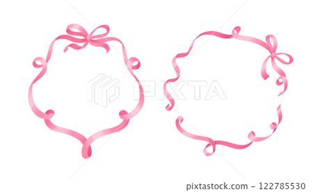 Pink ribbon frames set isolated on white 122785530
