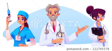Doctors team isolated on white background 122785576
