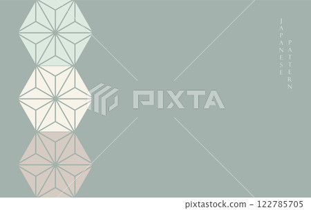 Abstract art template with geometric pattern. Minimal background in oriental style. Japanese banner with line art vector. 122785705