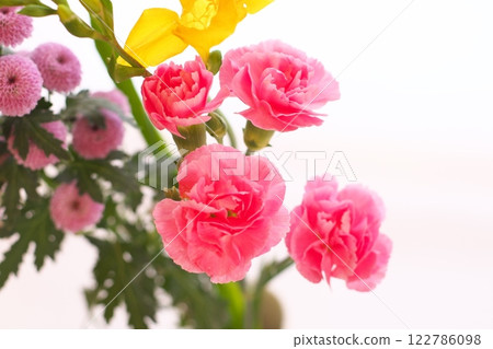 噴灑康乃馨、小蒼蘭和乒乓菊 122786098