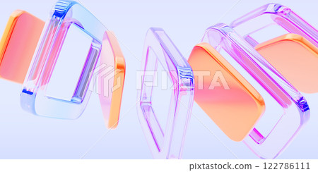 Dynamic colorful 3d background with glass square shapes render. Abstract holographic transparent frames, plastic plates with rainbow color gradient effect. Modern creative wallpaper. 3D illustration Dynamic colorful 3d background with glass square shapes render. Abstract holographic transparent frames, plastic plates with rainbow color gradient effect. Modern creative wallpaper. 3D illustration 122786111