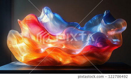 Artistic Glass Sculpture with Vibrant Colors 122786492