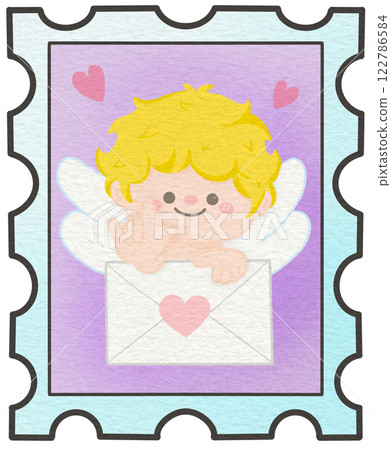 cute valentines day cupid stamp 122786584