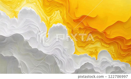 abstract design of flowing yellow and white layers, creating a fluid, dynamic texture that evokes a sense of motion and energy, perfect for artistic expression 122786997