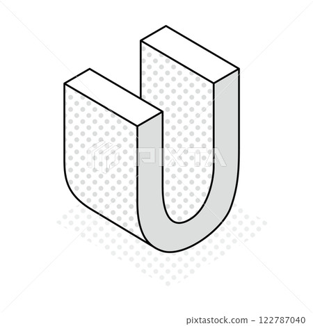 Isometric_3D simple alphabet U Isometric_3D simple alphabet U 122787040