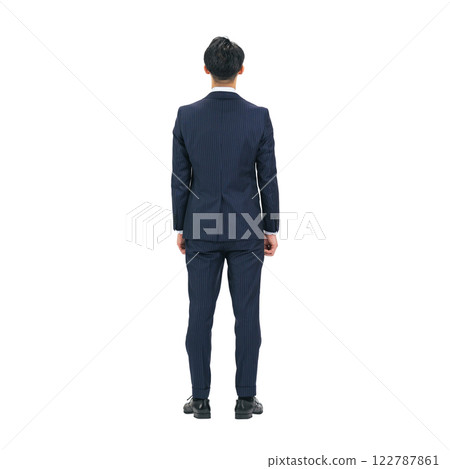 Back view of a middle-aged male business person - Full-body photo PNG with transparent background precisely cut out by hand 122787861