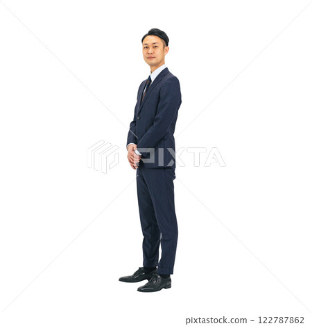 Middle-aged male business person serving customers - Full-body photo PNG with transparent background precisely cut out by hand Middle-aged male business person serving customers - Full-body photo PNG with transparent background precisely cut out by hand 122787862
