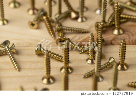 yellow metal self tapping screws for fixing wooden boards and other wood products 122787919
