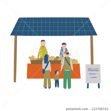 一個人在市場開麵包店的插圖 一個人在市場開麵包店的插圖 122788181