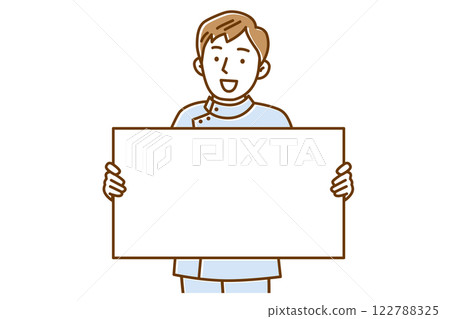 Illustration of a young male nurse explaining something with a whiteboard 122788325