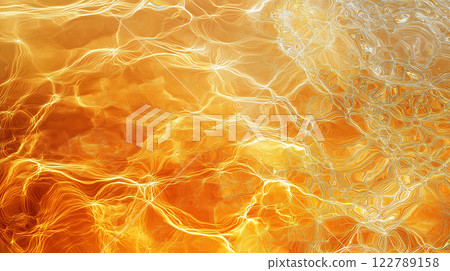 top view of flowing, liquid gold surface with ripples, smooth waves and metallic shine, background idea 122789158