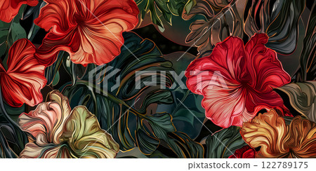 Art Nouveau decorative flower background, vintage art nouveau wallpaper idea 122789175