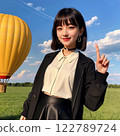 年輕女子乘坐氣球飛行 122789724