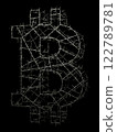 由鐵絲網製成的比特幣符號 122789781