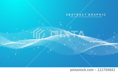 Abstract dynamic motion lines and dots connection background with plexus effect. Digital streaming background, wave flow. Dotted plexus stream background. Futuristic tech vector illustration 122789881