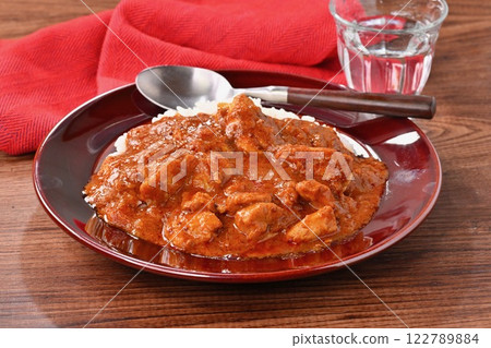 Spicy chicken curry, curry rice. Spicy chicken curry, curry rice. 122789884