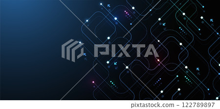 Digital tech motherboard texture design. Software coding. Technology electronic motherboard texture. Engineering and communication concept for header, web banner, website, presentation. 122789897