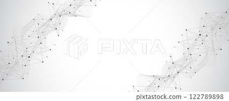 Abstract dynamic motion lines and dots connection background with plexus effect. Digital streaming background, wave flow. Dotted plexus stream background. Futuristic tech vector illustration 122789898