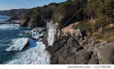 Blowhole (aerial view) - Miyako City, Iwate Prefecture, Japan 122790086