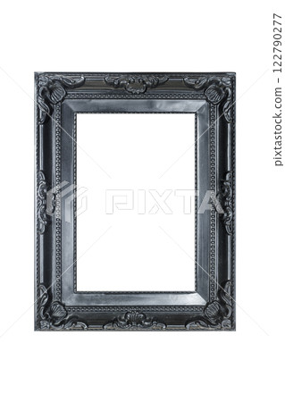 Black ornate frame isolate background. Vintage retro decoration design Black ornate frame isolate background. Vintage retro decoration design 122790277