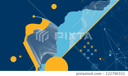 Trendy abstract wireframe background. Modern science or technology art elements. Surface illustration inside circles Trendy abstract wireframe background. Modern science or technology art elements. Surface illustration inside circles 122790331