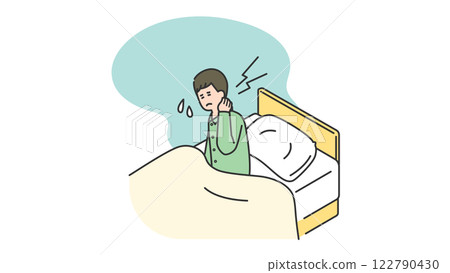 Sleep: A man who has a stiff neck while sleeping 122790430