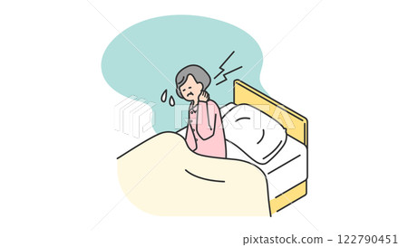 Sleep: Senior woman with stiff neck while sleeping 122790451