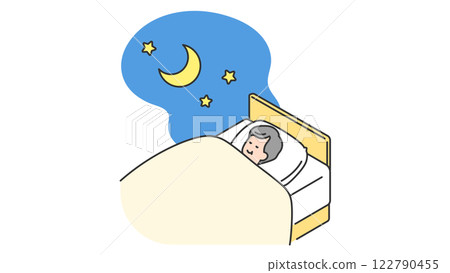 睡眠: 老人在床上睡覺 睡眠: 老人在床上睡覺 122790455