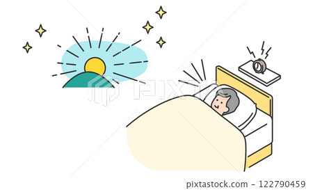 Sleep: Senior man waking up in bed in the morning Sleep: Senior man waking up in bed in the morning 122790459