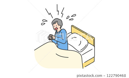 Sleep: Senior man who overslept in the morning 122790468