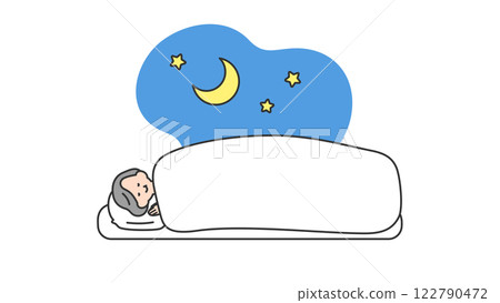 睡眠：老年婦女躺在蒲團上睡覺 122790472