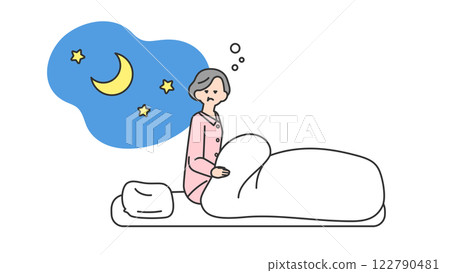 睡眠:老年婦女半夜醒來 睡眠:老年婦女半夜醒來 122790481