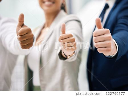 Thumbs up for corporate success, support with hand sign for business collaboration and thank you for partnership in work office. Team trust, employee motivation and diversity at startup company Thumbs up for corporate success, support with hand sign for business collaboration and thank you for partnership in work office. Team trust, employee motivation and diversity at startup company 122790577