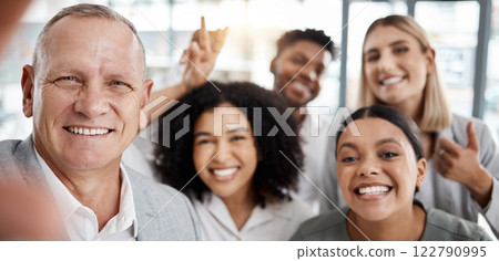 Selfie, smile and happy team at work having fun, bonding and enjoying their lunch break at the office. Friends, diversity and business people smiling for a picture together to post it on social media Selfie, smile and happy team at work having fun, bonding and enjoying their lunch break at the office. Friends, diversity and business people smiling for a picture together to post it on social media 122790995