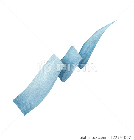 Watercolor illustration of a waving flag in blue. Long medieval flag, isolated. Hand drawn, sketch Watercolor illustration of a waving flag in blue. Long medieval flag, isolated. Hand drawn, sketch 122791007