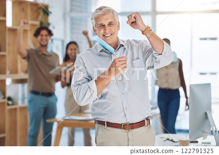 Teamwork success, motivation and vision of a senior executive businessman happy with office team. Leadership portrait of a mature corporate ceo with a smile ready to work on innovation development Teamwork success, motivation and vision of a senior executive businessman happy with office team. Leadership portrait of a mature corporate ceo with a smile ready to work on innovation development 122791325