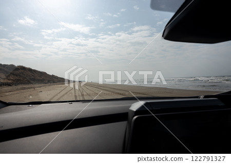 View from a car driving along Chirihama Nagisa Driveway in Ishikawa Prefecture View from a car driving along Chirihama Nagisa Driveway in Ishikawa Prefecture 122791327