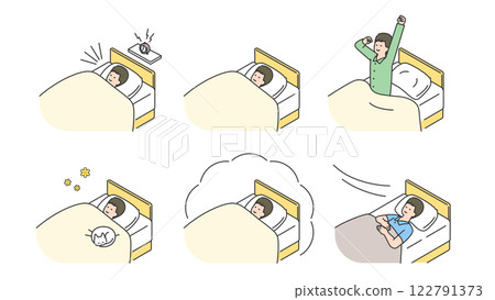 睡眠:男人安靜睡在床上,佈景,變化 睡眠:男人安靜睡在床上,佈景,變化 122791373