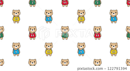 bear seamless pattern polar bear basketball sport vector teddy cartoon doodle tile background gift wrapping paper repeat wallpaper scarf isolated illustration design 122791394