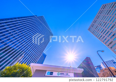 Tokyo cityscape in Japan. View of Shin-Ochanomizu Station, Ochanomizu Sola City, and Waterras. A ray of hope for a new era = 10th Tokyo cityscape in Japan. View of Shin-Ochanomizu Station, Ochanomizu Sola City, and Waterras. A ray of hope for a new era = 10th 122791792