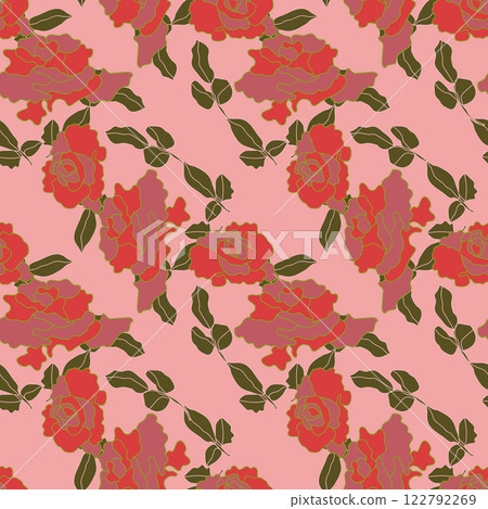 abstract solid modern textile vector design, arrangement with big roses, all over seamless pattern digital image printing factory. Vector illustration abstract solid modern textile vector design, arrangement with big roses, all over seamless pattern digital image printing factory. Vector illustration 122792269