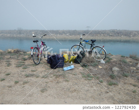 Bicycles at a picnic. Bicycles at a picnic. 122792430