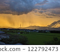 Rice fields illuminated by the setting sun 122792473