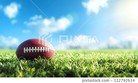 American football under the blue sky 122792614