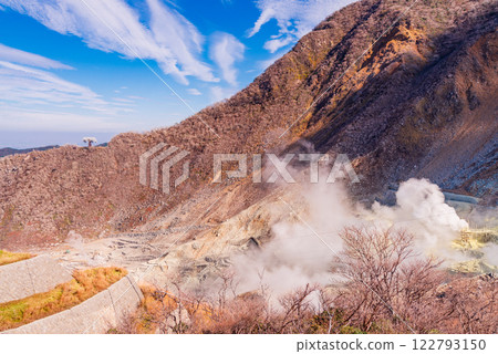 [Kanagawa Prefecture] Smoke rising from Owakudani in Hakone 122793150