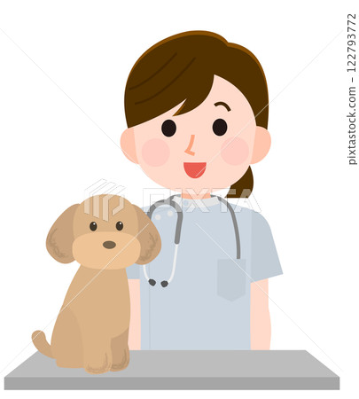 Veterinarian woman and dog illustration 122793772